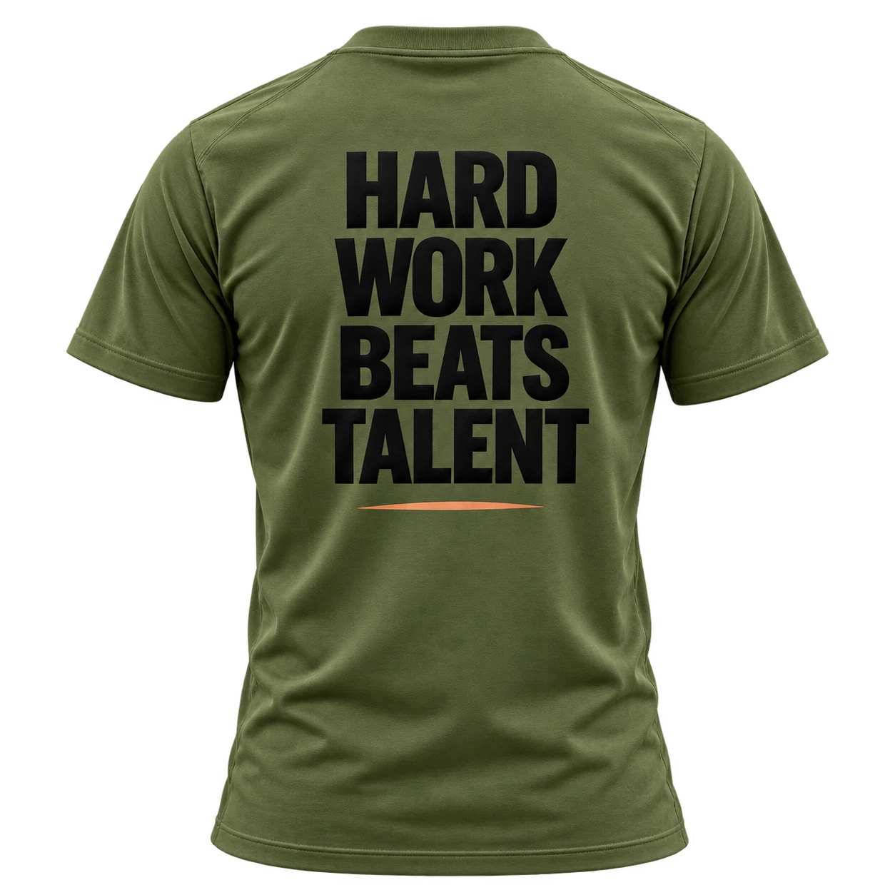 Dos du T-shirt coton avec le slogan Hard Work Beats Talent