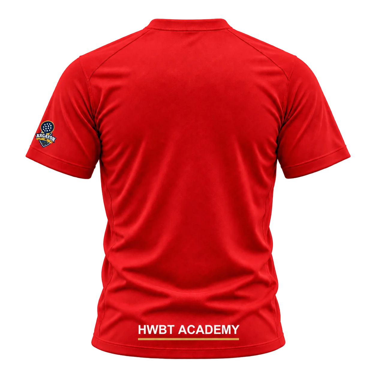 Dos du T-shirt d'entraînement avec le logo horizontal HWBT Academy